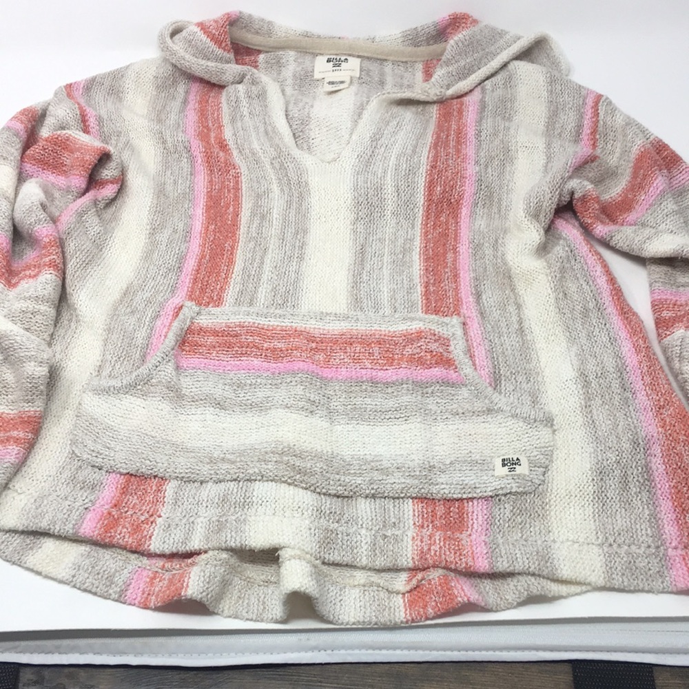 Billibong knit women’s hoodie, size large. Multi colored striped